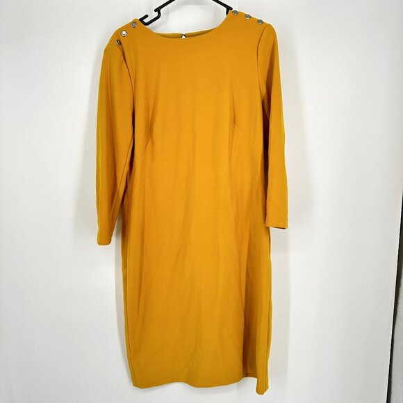 Lauren Ralph Lauren Yellow Dress Button Detail size 14 - Picture 1 of 6